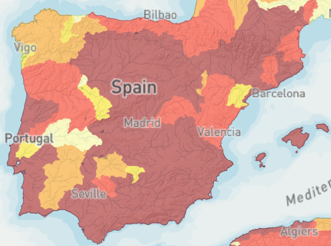 Mapa de riesgo de sequía en España