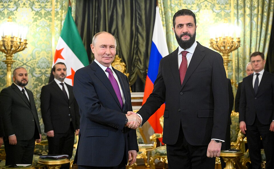 El presidente sirio Ahmed al-Charaa visita al presidente de ruso Vladimir Putin